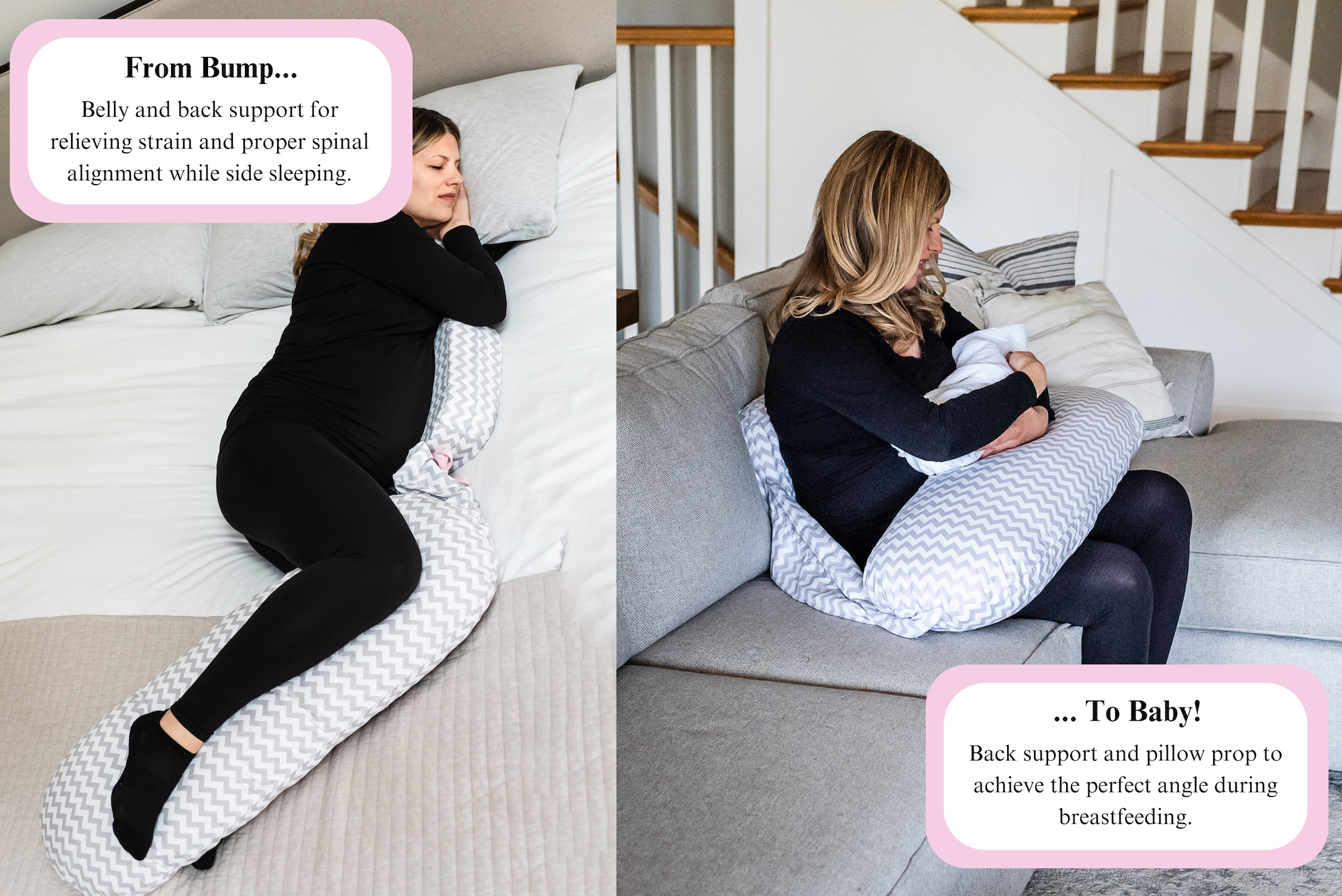 Bump and store back support pillow